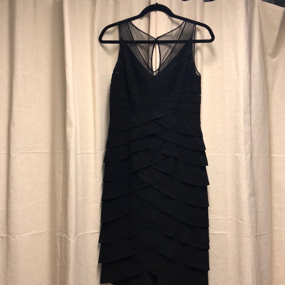 Black Adrianna Papell scallop style cocktail dress
